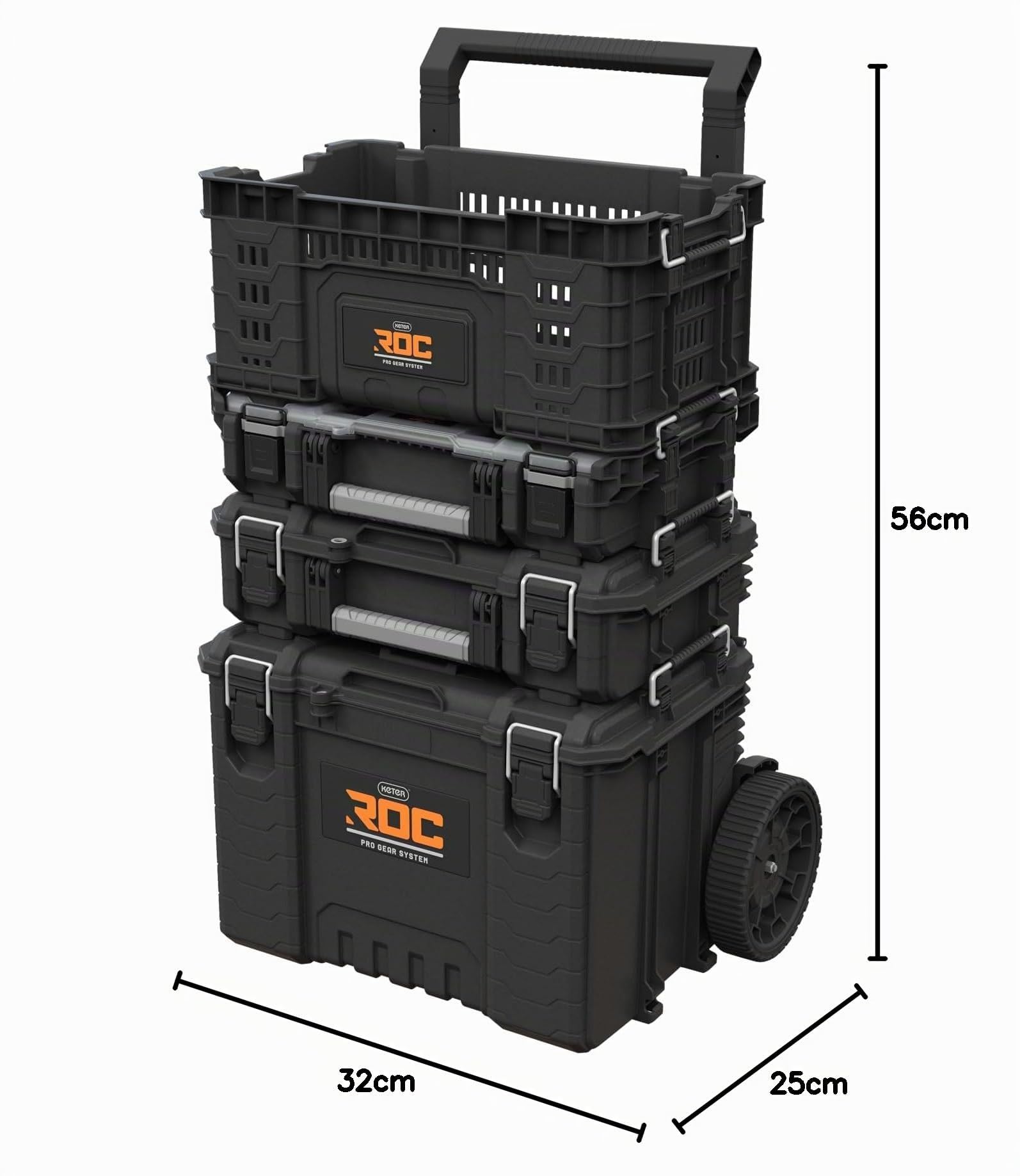 Keter ROC Pro Gear Caisse de rangement pour outils modulaire, empilable, légère, durable, noir