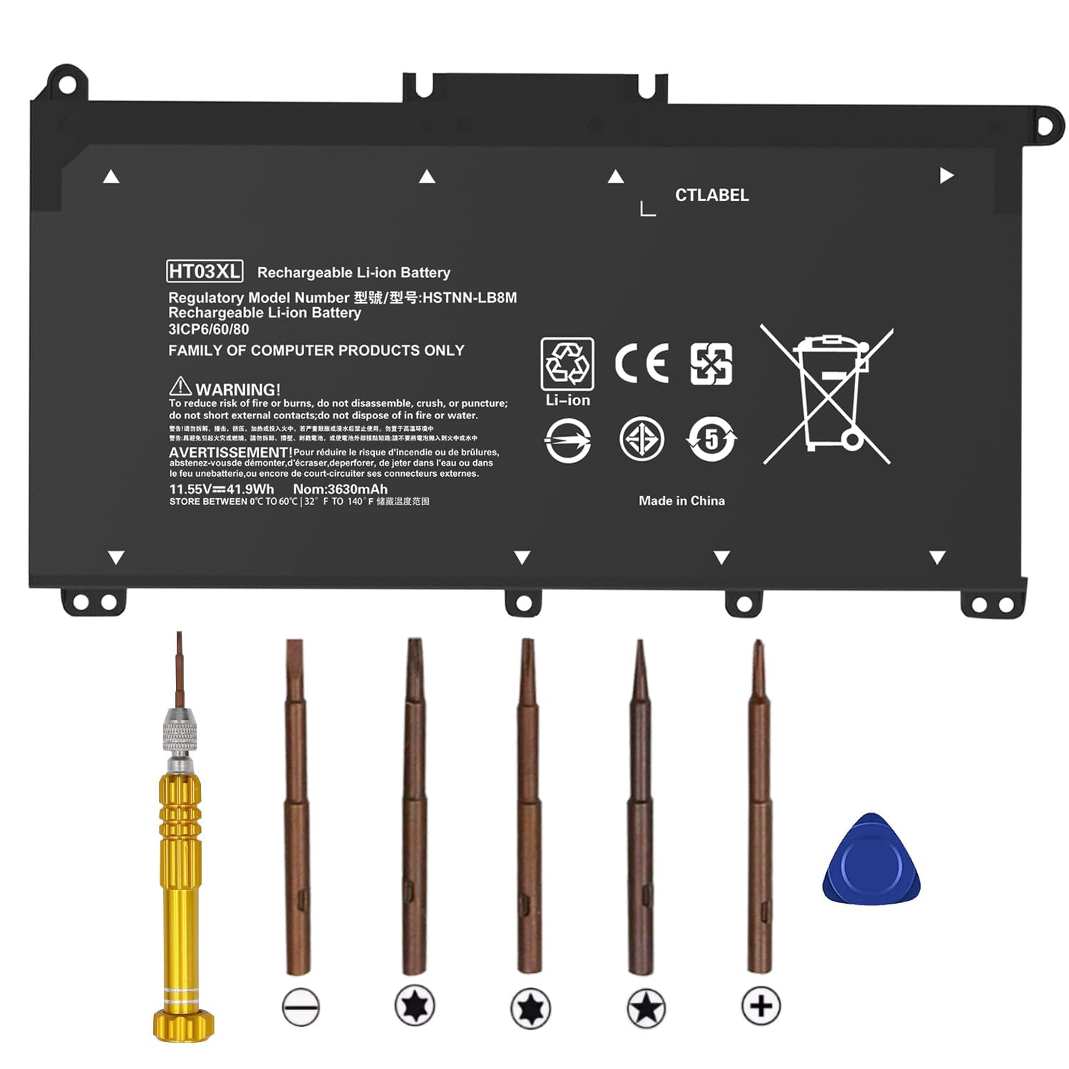 HT03XL L11119-855 Laptop Battery Replacement for HP Pavilion 14-CF 14-DF 14-CE 15-DB 15-DW 15-CS 15-DA 15-DY 17-BY 17-CA Series, 14M-DH0003DX/DH1003DX 15T-DA000 L11421-542 L11421-2C2 UB7J