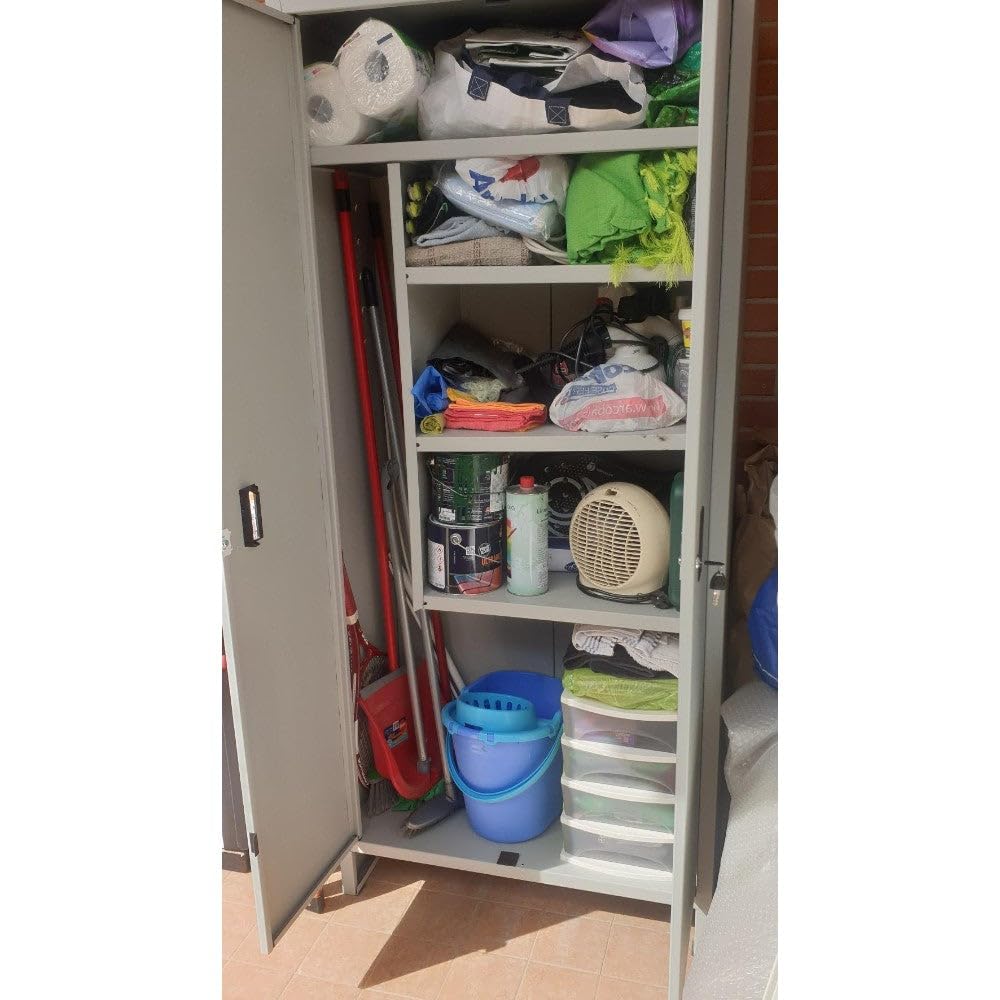 Armadio portascope da Interno in Metallo con Serratura - 60x40xH180 cm