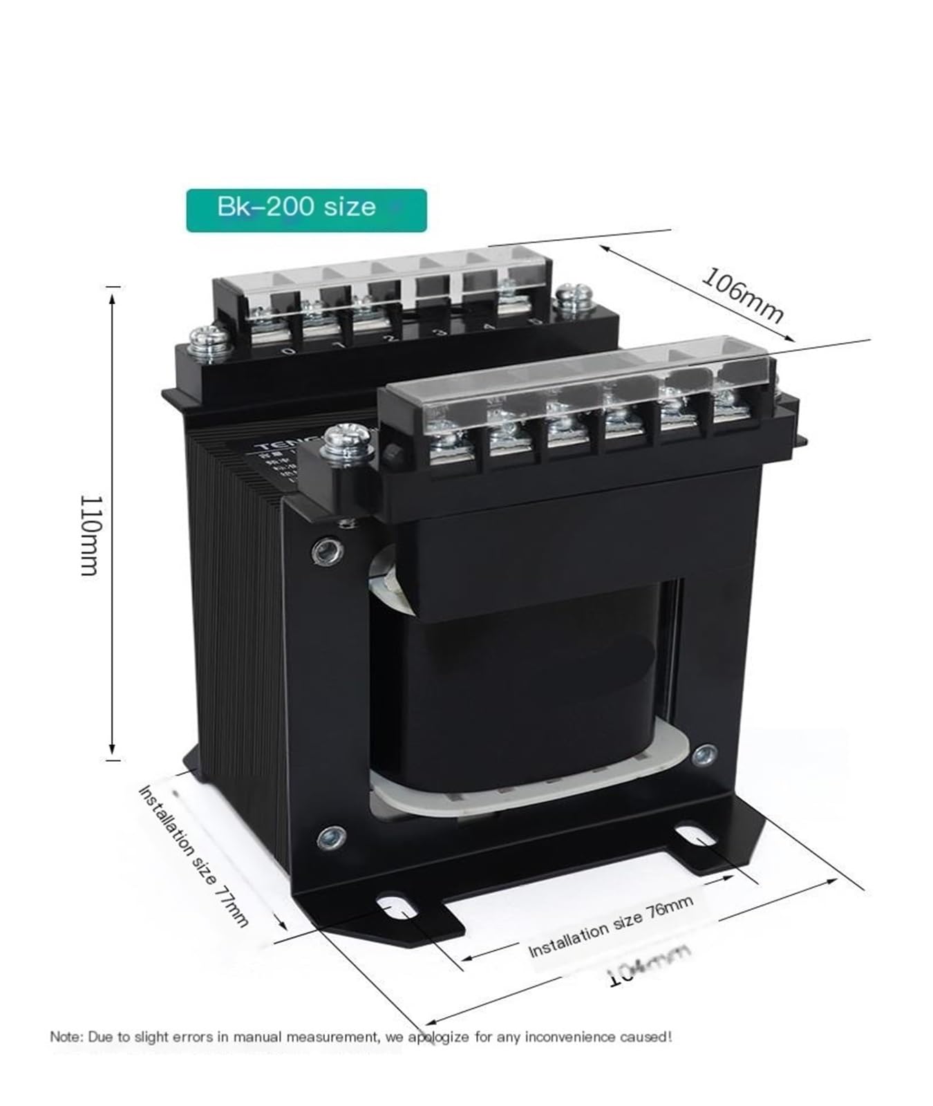 Trasformatore di controllo for macchine utensili CA monofase BK-200VA da 380 V a 220 V, 36 V, 24 V, 12 V(220 to 36V)