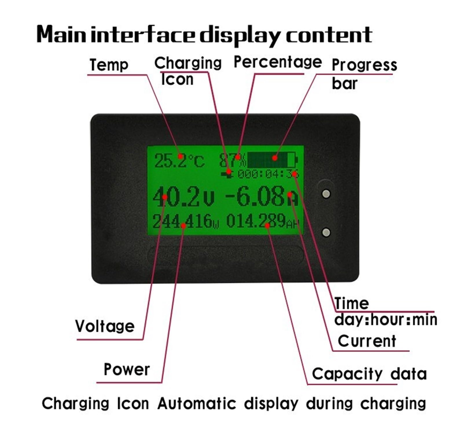 DC 8-200V 500A Woltomierz Amperomierz Tester Akumulatora Samochodowego Coulometer Pojemność Napięcie Elektryczne Miernik Mocy Monitor Szybkie Dokładne Wykrywanie(300A With Shunt)