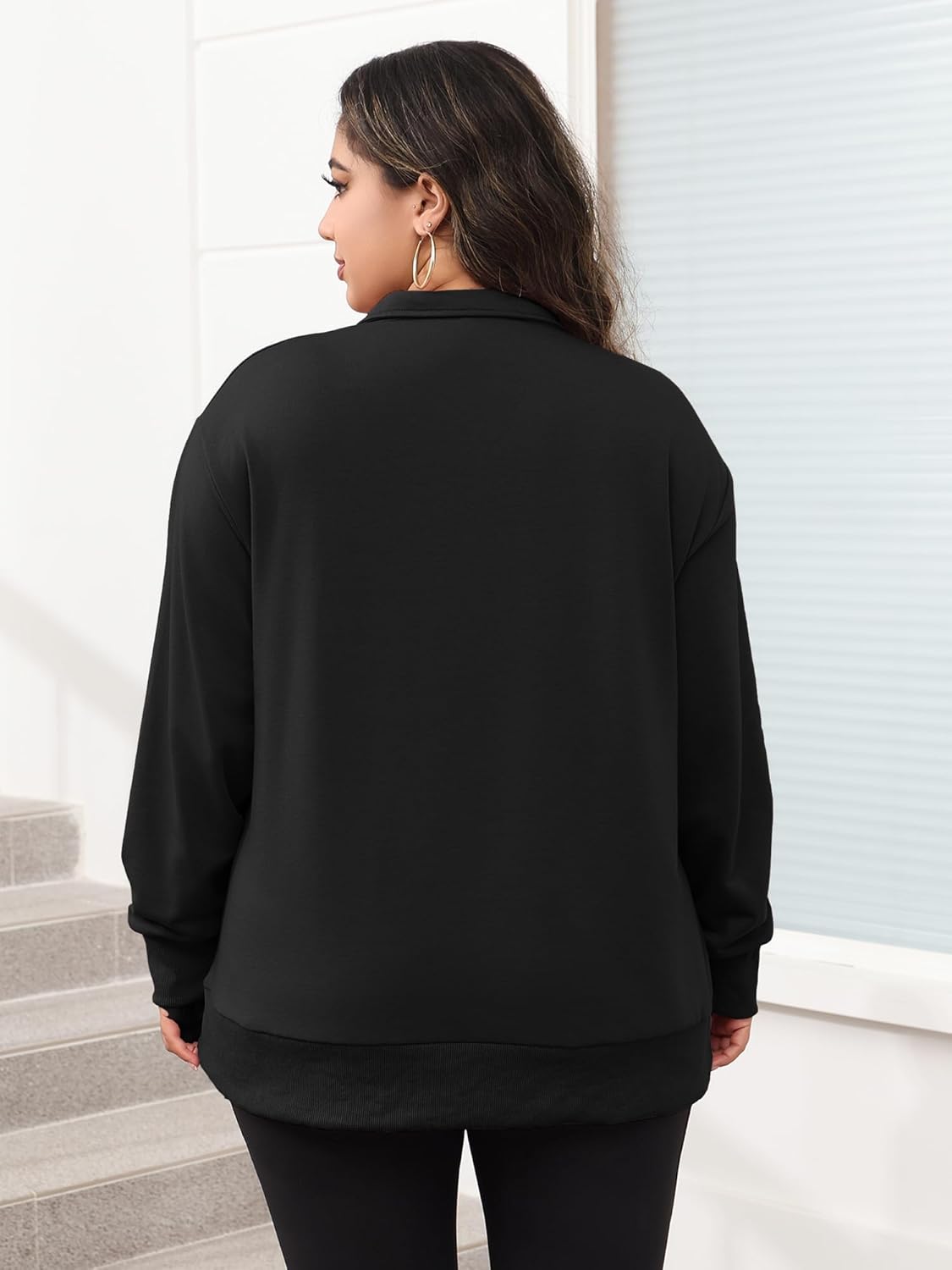 TAKEYAL Plus Size Sweatshirts for Women Pockets Half Zip Pullover Long Sleeve Oversized Drop Shoulder Y2K Clothes - Image 4