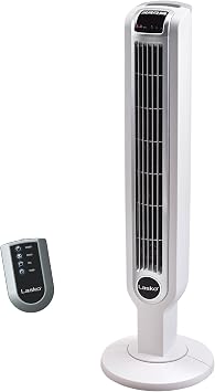 Lasko Oscillating Tower Fan with Remote Control and Timer - Quiet Standing Fan for Bedroom, Office, and Home - 3 Speeds - Powerful Cooling Air - 2510 - 36 Tall - White