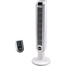 Lasko Oscillating Tower Fan with Remote Control and Timer - Quiet Standing Fan for Bedroom, Office, and Home - 3 Speeds - Powerful Cooling Air - 2510 - 36" Tall - White