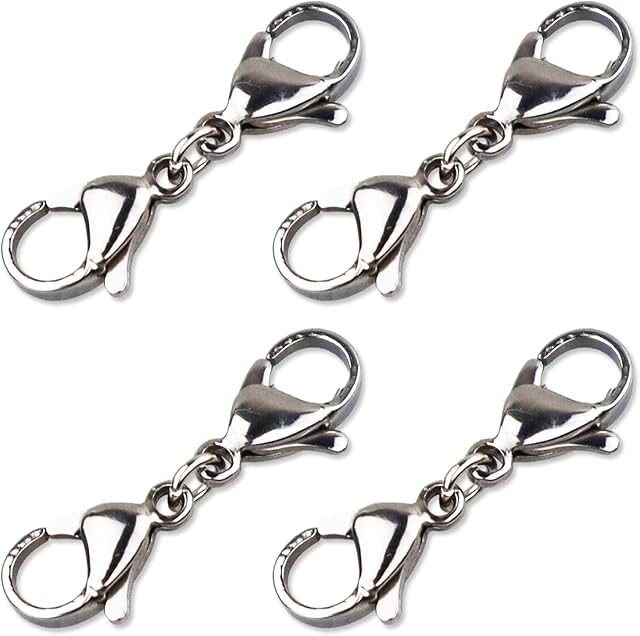 4 Pieces Double Lobster Clasps Silver Mini Bracelet Clasps Replacement Lanyard Snap Hook,Metal Lobster Clasps Extender for DIY Jewelry Making Bracelet Crafts "
