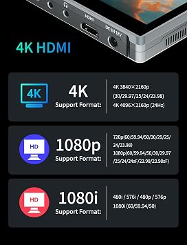 FEELWORLD FW759 PRO 7 Inch 400nit IPS Touchscreen Field DSLR Camera Monitor | with F550 Battery and Bag, 4K HDMI In Out, Focus Histogram False Color, for Beginner Videographer Filmmaker Video Shooting