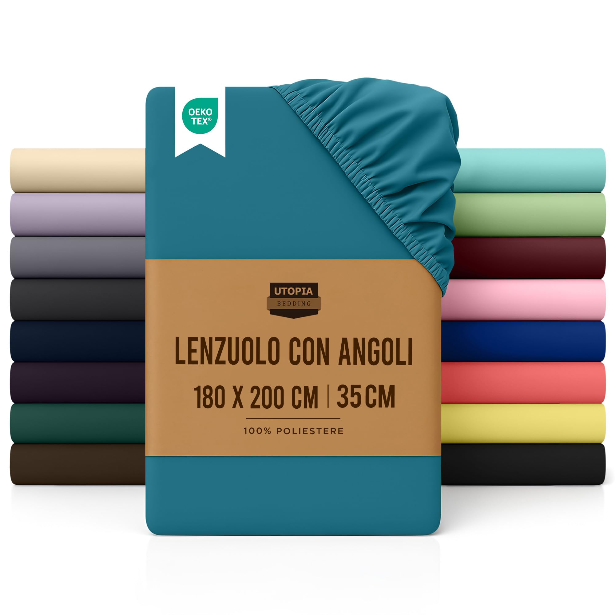 Utopia Bedding Lenzuolo con Angoli, Una Piazza - 180 x 200 cm - Blu Denim - Microfibra di Poliestere Spazzolato - Lenzuolo Sotto con Angoli Elasticizzato