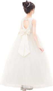 Floral Lace Heart Cutout Flower Girl Dress for Church Communion Gowns 172noFT