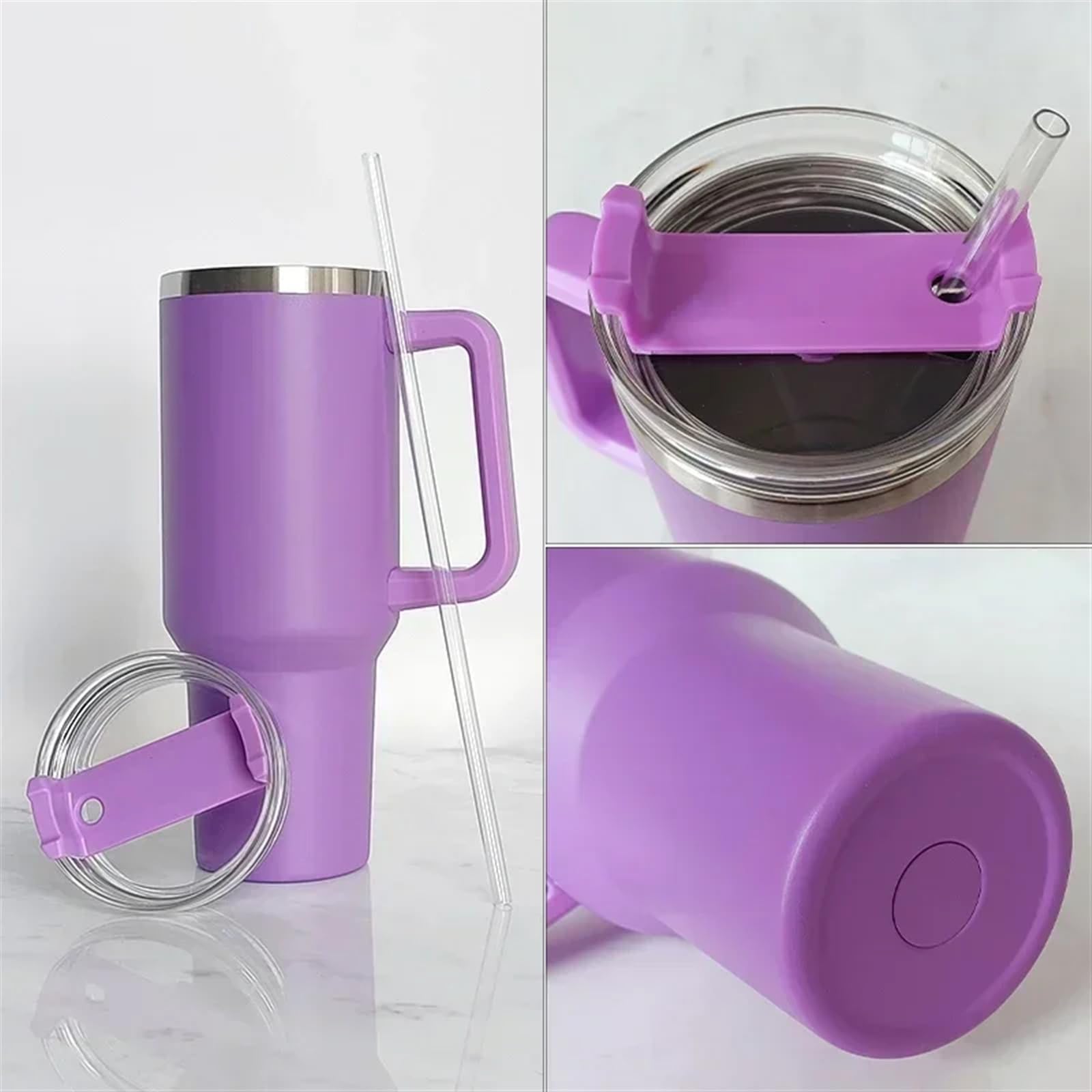 Taza pajita para coche,Taza con pajita y asa Vaso con asa de 40oz, vaso aislado con tapas, taza de agua de acero inoxidable con pajita for viaje en el hogar, taza térmica (Size : 1200ml, Color : A1