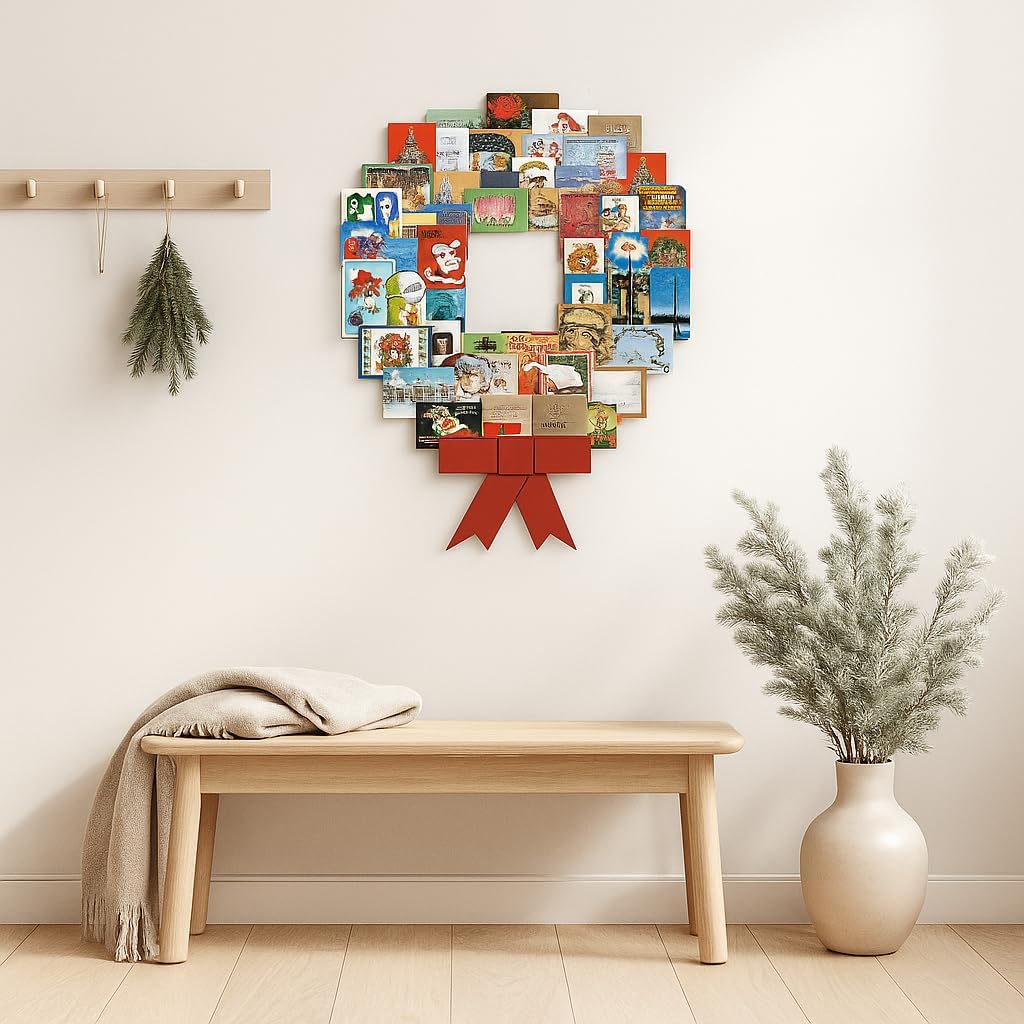 Jumbl Christmas Decoration Wonder Wreath Jumbo (44" X 36") Card & Photo Display Holder. for Home, Work, Schools, Party. Great Way to Go Down Memory Lane.