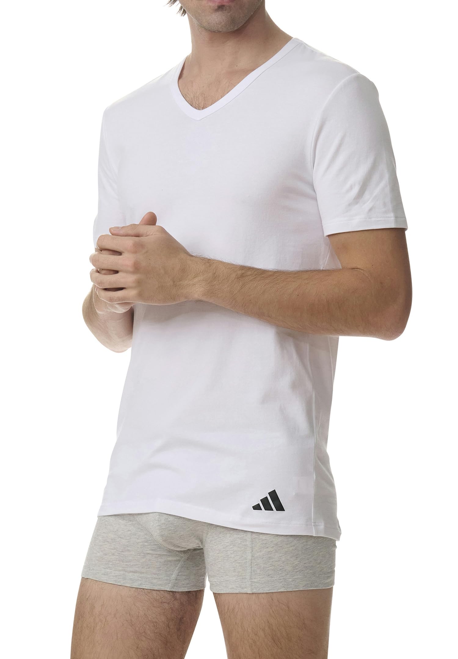adidas Lot de 4 t-shirts Active Flex Cotton - Col en V - Respirant et à séchage rapide - Coton doux et extensible