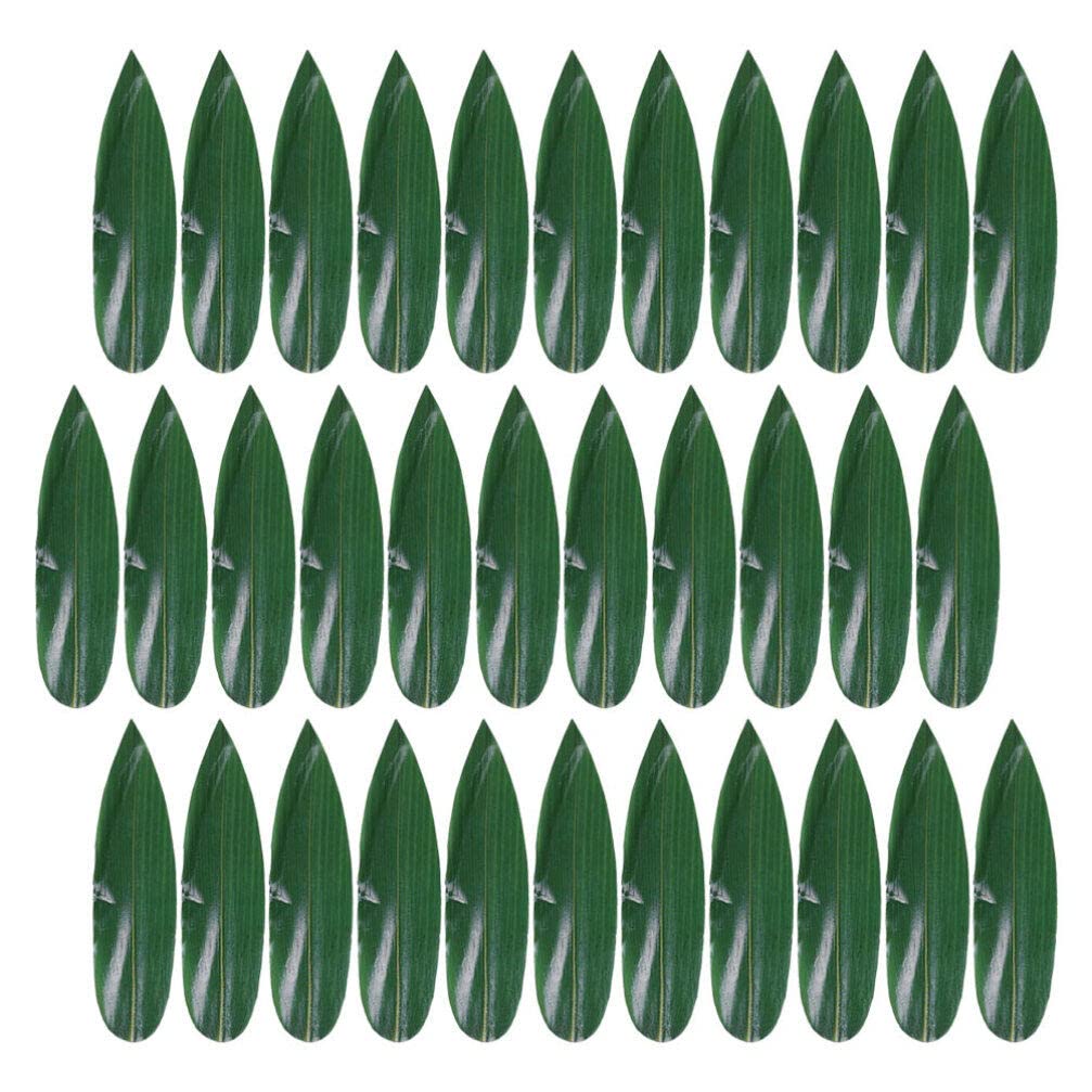 GANAZONO Sushi Grass Divider, Sushi Leaf Bento Box Food Divider Decoration Sushi Baran Sashimi Plate Leaves Mat Sushi Tray Boat Decoration Restaurant Supplies 100pcs