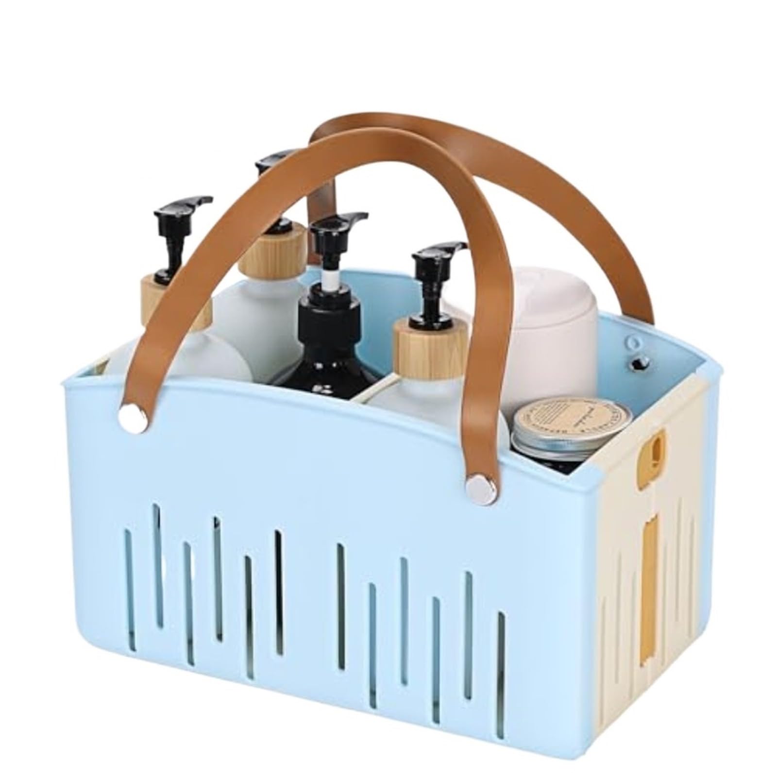 WSQHAO Portable Shower Caddy Collapsible Plastic Basket Tote With Handles Removable Divider for Shower