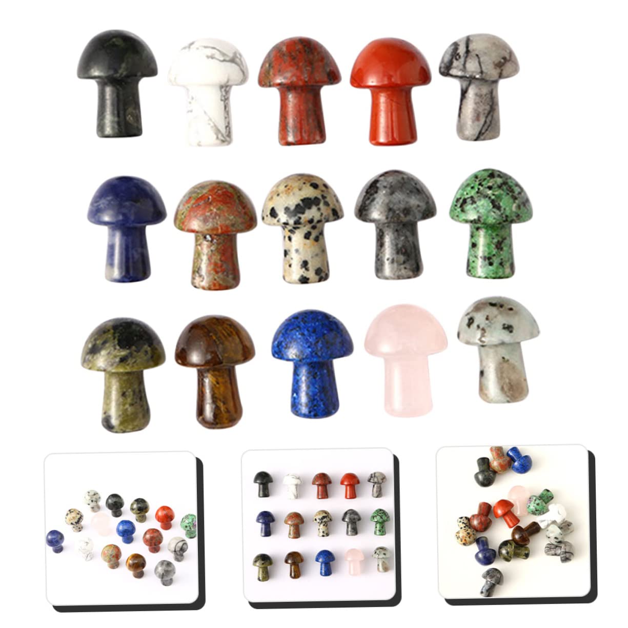 Yardwe 5 Sätze Kristall-pilz-Ornament Pilzdekor Pflanzen Kuchen Verzieren Cupcake-Dekoration Pilzsteine Pilzzeug Pilzkristalle Masse Aquarium Dekoration Naturstein 15 Stück * 5