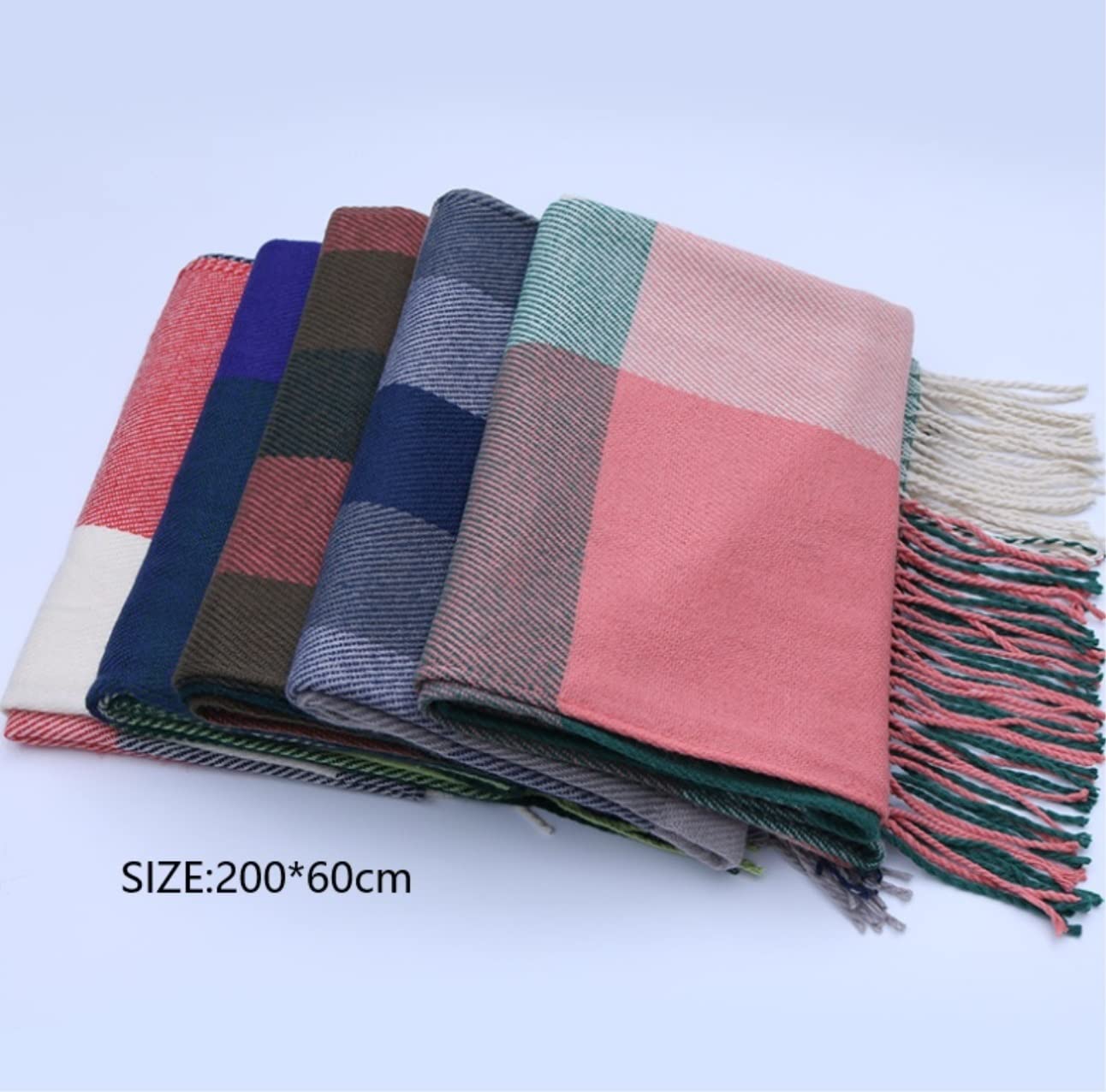 Écharpe Chale Écharpe À Carreaux pour Femmes Écharpes d'hiver Gland Hijab Étoles Etole Femme(J)
