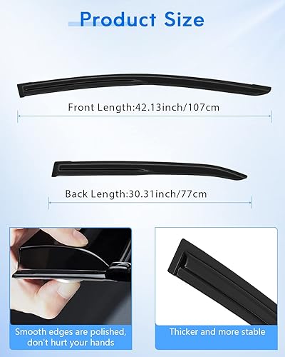 Miniatura 4 de Deflector de ventana lateral, viseras de humo oscuro, protectores de lluvia, juego de 4 piezas para Toyota 2014-2019 para Corolla