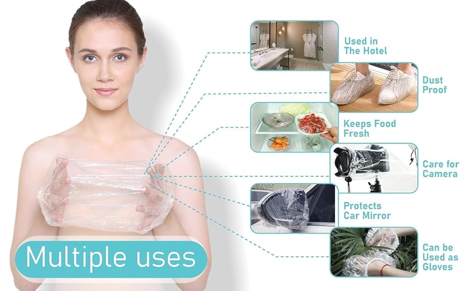 100-Pack Disposable Shower & Utility Caps, Multipurpose Covers