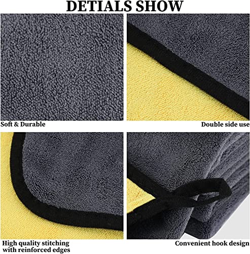 Image of Car Wash Microfiber Towel Auto Detailing Microfibar Cloth Car Cleaning Towel Drying Cloth Car Care Detailing Auto (30 x 60, Pack of 4)