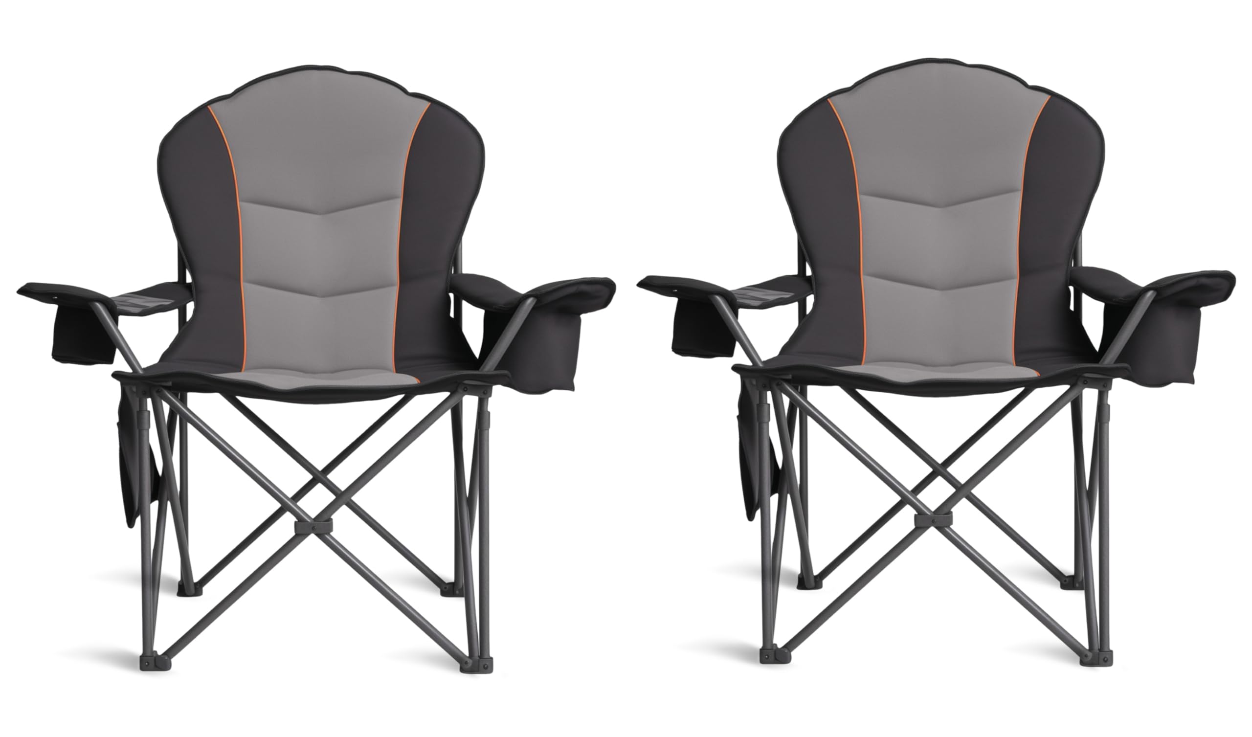 Foristrail Oversized Camping Chair Heavy Duty- Portable Folding Chair, Cup Holder & Waterproof Phone Case for Adults, Beach, Hiking, Backyard (Black &