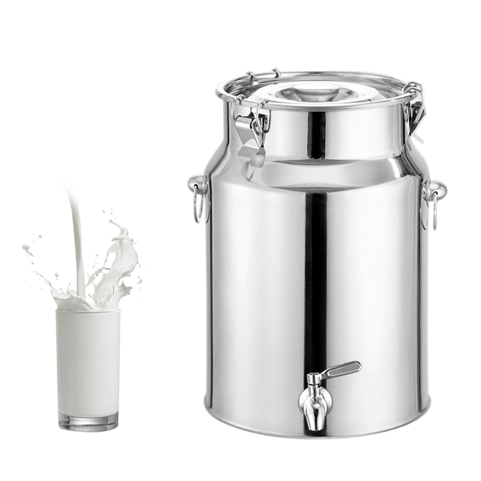 KELUNIS Stainless Steel Milk Bucket with Tap and Sealed Lid Milk Jug with Tap Stainless Steel Transport Container for Milk Wine and Oil,18L
