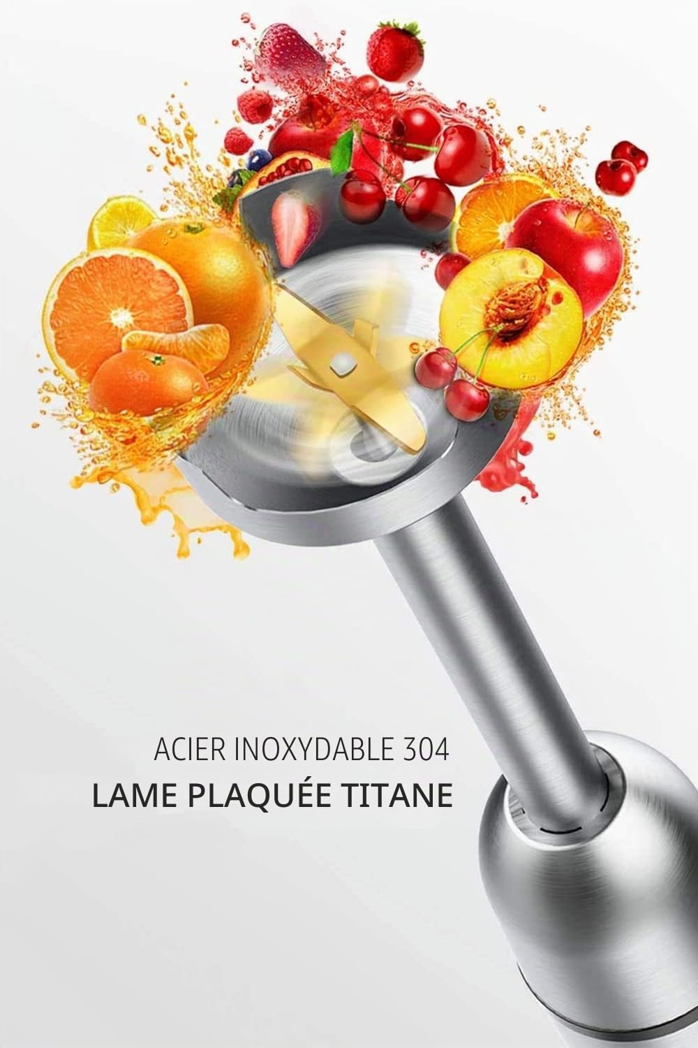 Lehmann Chopsui Mixeur plongeant 1200 W, Mixeur Plongeur avec 8 niveaux de vitesse, Mixeur blender pour Aliments pour Bebe, Soupe, Sauce et Purée, 9 Accessoires du mixer inclus