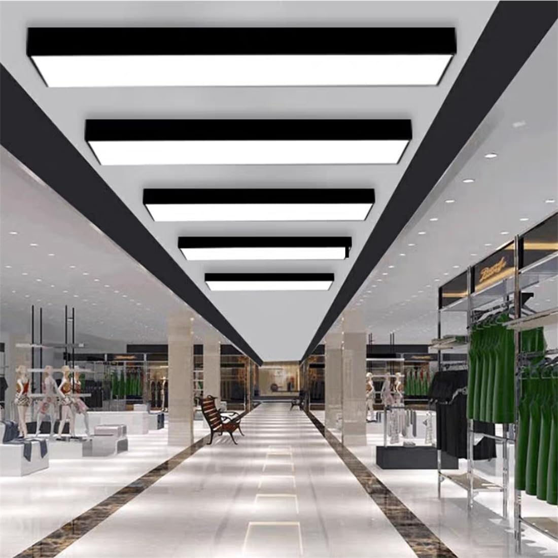 Prostokątna Lampa Wisząca Liniowa Wiszący Minimalistyczny Żyrandol Biznesowy Czarna, Chłodna, Biała Lampa Sufitowa Duże, Łączone Lampy LED Do Biura, Sklepu, Bilard