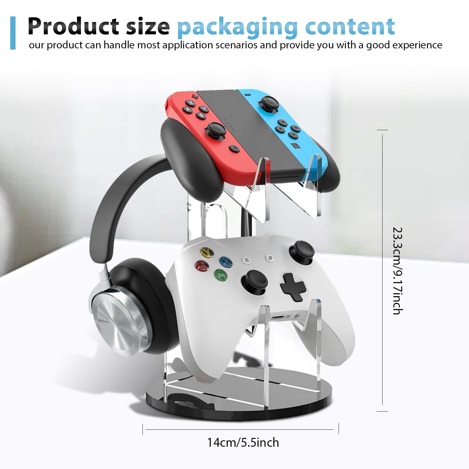 Porta Cuffie E Controller Da Scrivania Regolabile – Supporto 360° Per PS5/Xbox/Switch, Fissaggio A Morsetto Senza Attrezzi