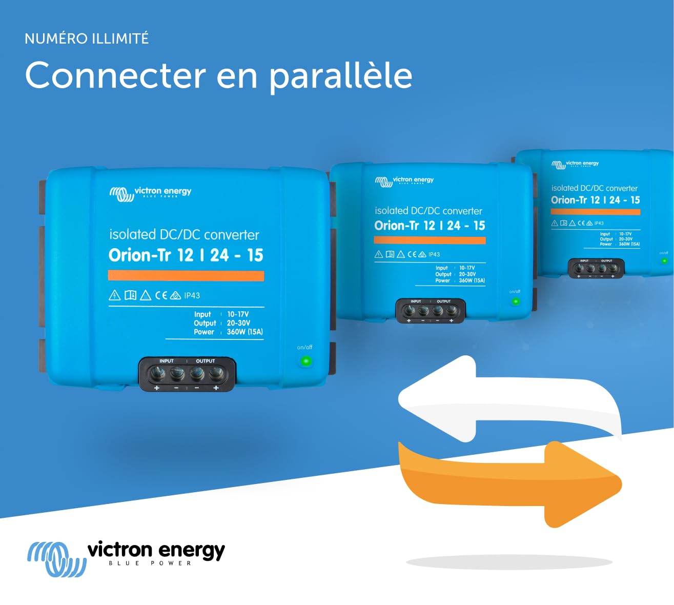 Victron Energy Orion TR IP43 12/24 V 15 A 360 W Convertisseur CC-CC, Isolé