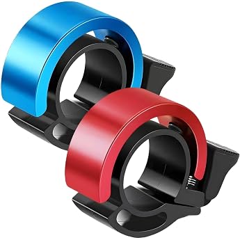 Pack of 2 Bicycle Bell Aluminium Alloy Mini Bell Bell Bicycle Handlebar Bell Small Bicycle Bell Crisp Sound for Bicycle Mountain Bike and Road Bike Red Blue