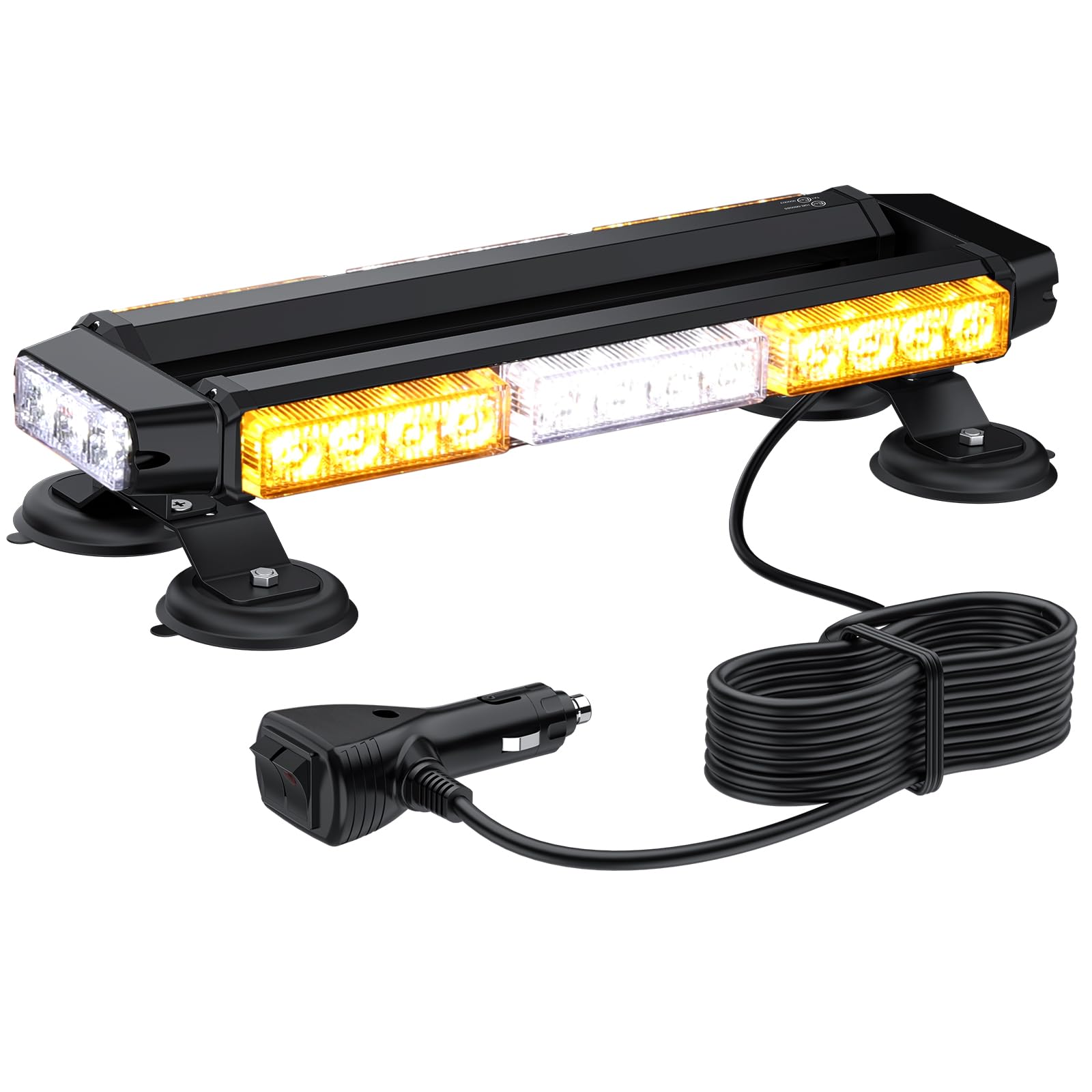 Justech Lampa 30 diod LED, 7 trybów świecenia, silny magnes, bursztyn, żółty + biały, lampa ostrzegawcza, 12/24 V, awaryjna lampa migająca, 30 W, światło migające, 5 m, kabel sieciowy, podwójny