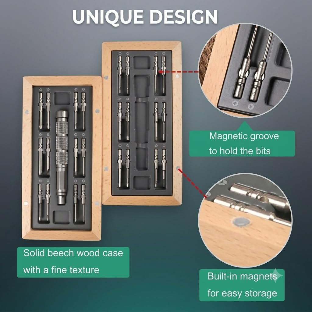 Ensemble de tournevis de précision, petit tournevis avec 24 embouts magnétiques en alliage S2, kit d'outils de réparation professionnel pour appareils électroniques, appareils ménagers, montres