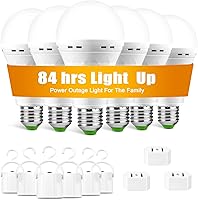 TFOI Rechargeable Emergency LED Light Bulbs, 1500mAh Battery Backup, Auto-On Up to 14+ Hrs Power Outage, E26 6 Pack Daylight 6000K