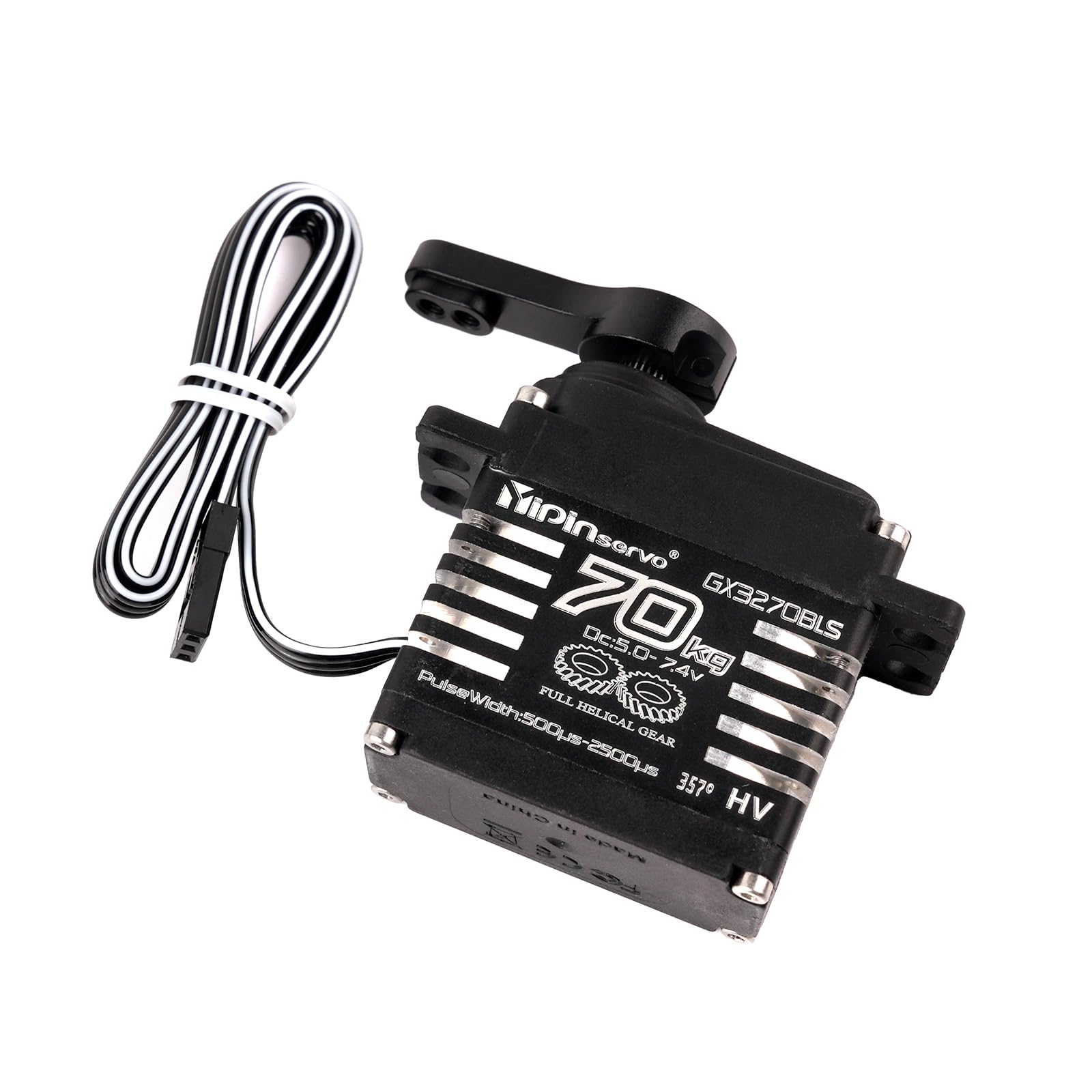 70KG High Torque, GX3270BLS Digital RC Servo, 180/270/360 gradi ingranaggi metallici, IP68 Brushless Motor, nero (357 gradi)