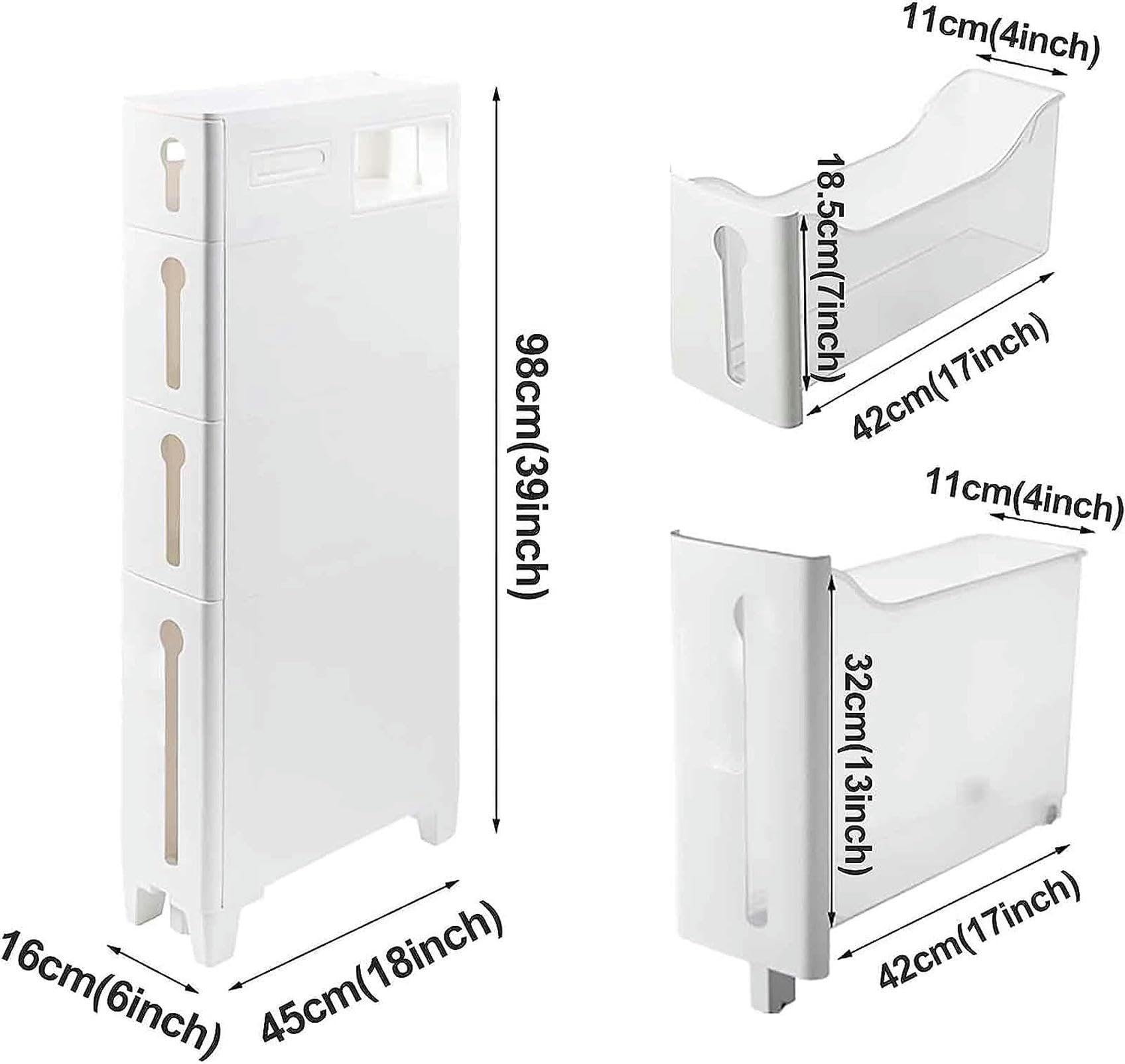 Gabinete de piso para baño con cajones de almacenamiento apilables Gabinete de piso para baño con 2/3/4 cajones Organización del hogar Contenedor de almacenamiento Torre