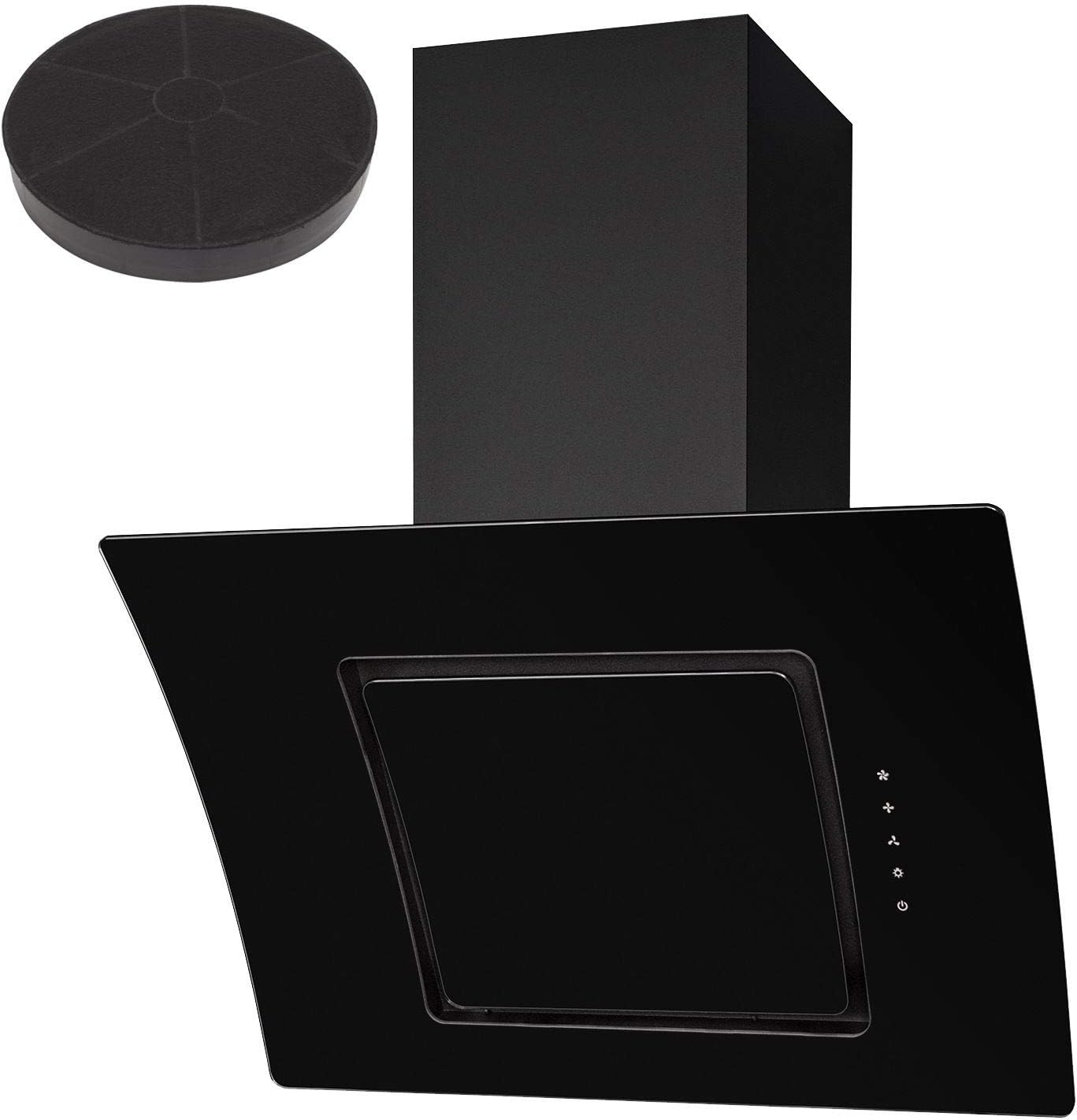 SIA AT71BL 70cm Black Curved Glass Touch Control Angled Chimney Cooker