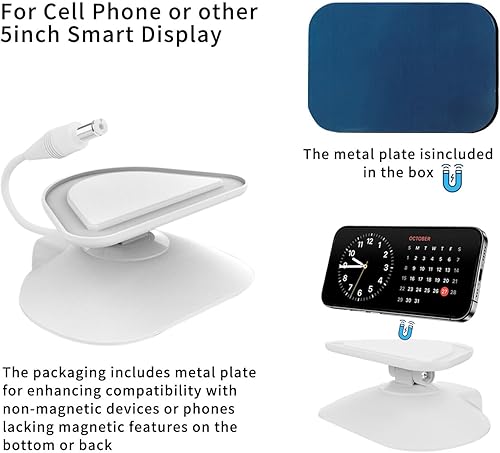 Vista 13 de Nuevo soporte de carga ajustable para Echo Show 5 (3ª generación), soporte inclinable + giratorio, rotación multiángulo, base magnética