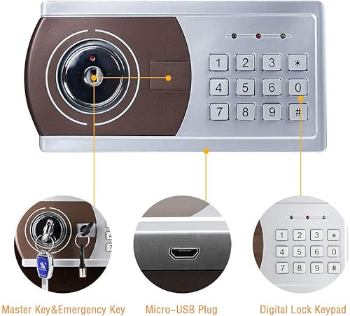 Miniatura 3 de TIGERKING Caja de seguridad personal con cerradura digital código de combinación de llaves caja de seguridad caja de dinero de acero cajas de