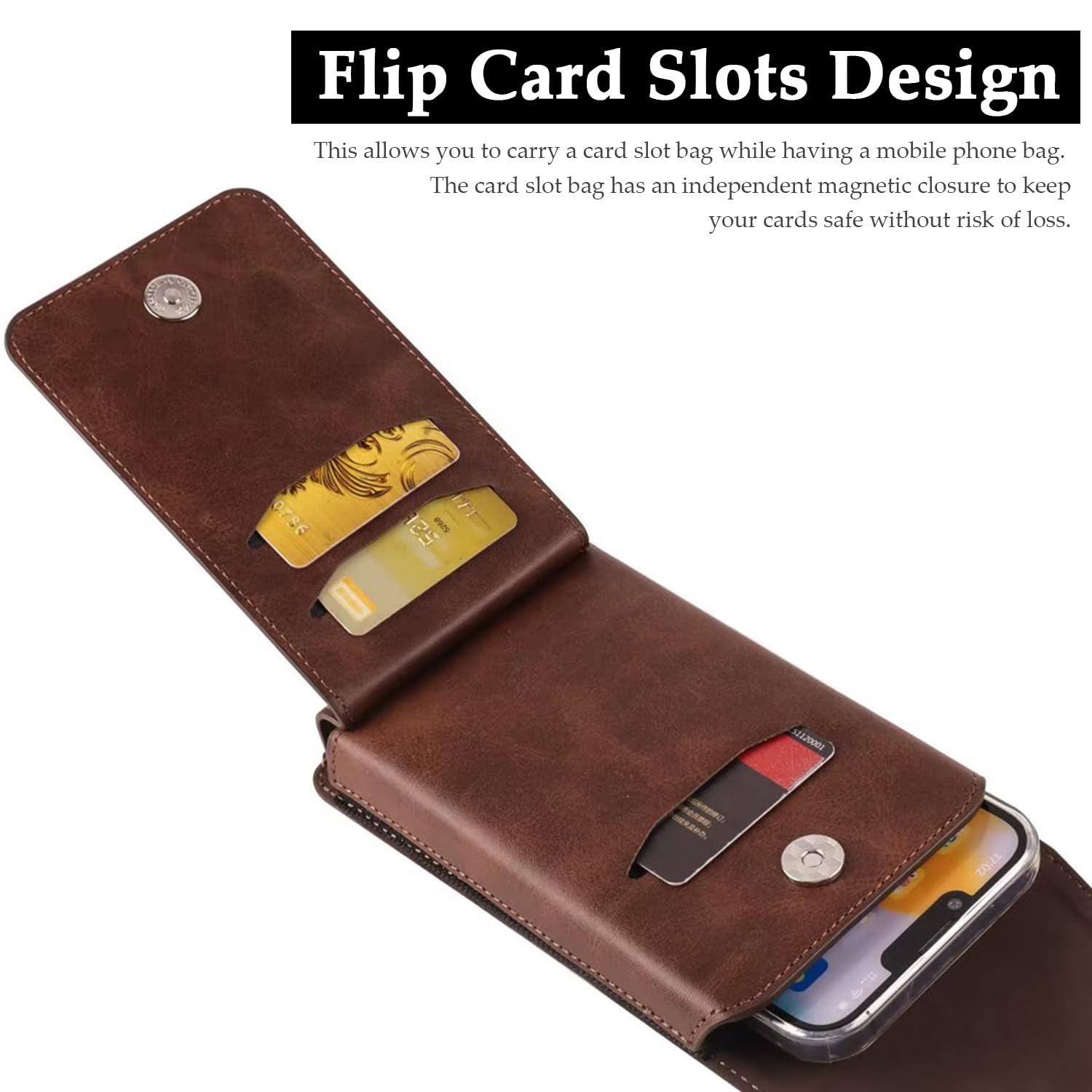 Herren Handy Gürteltasche Handytasche Gürtel Holster Leder Tasche Gürtelclip Hülle Case mit Card Slots für iPhone 17 16 15 14 13 12 Pro Max 7 8 Plus, Samsung Galaxy S25 S24 S23 S22 Plus S21 S20 FE