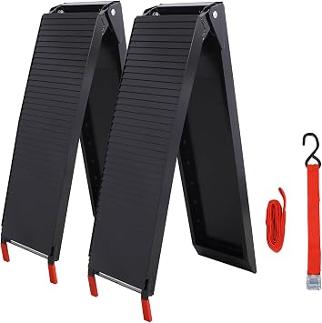 Aluminum Truck Ramps, 80"x12" Portable Loading Ramps for Pickup Trucks, 1500 LBS Capacity Folding Powerspots Ramps with Handle & Buckle for ATVs, Snowblower, UTVs, Bike, 2PCS Black, 80" Lx12 W