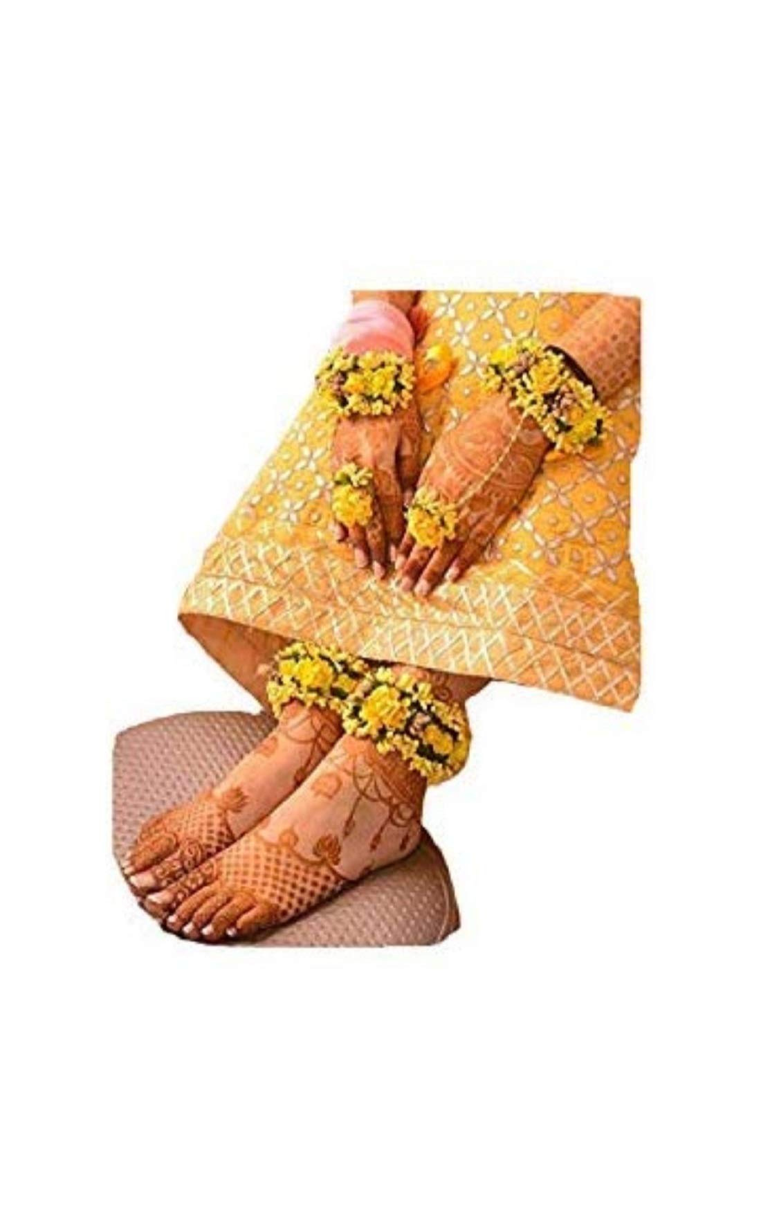 Sarthak Royal Hand and Leg Flower Jewellery Set for Women & Girls (Mehandi/Haldi/Baby shower)-Yellow (B08R3JG5W6) Amazon Price History, Amazon Price Tracker