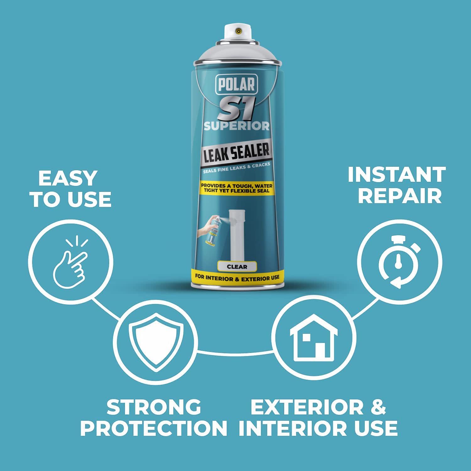 Polar S1 Superior Clear Leak Sealer Spray 400ml Tough Waterproof