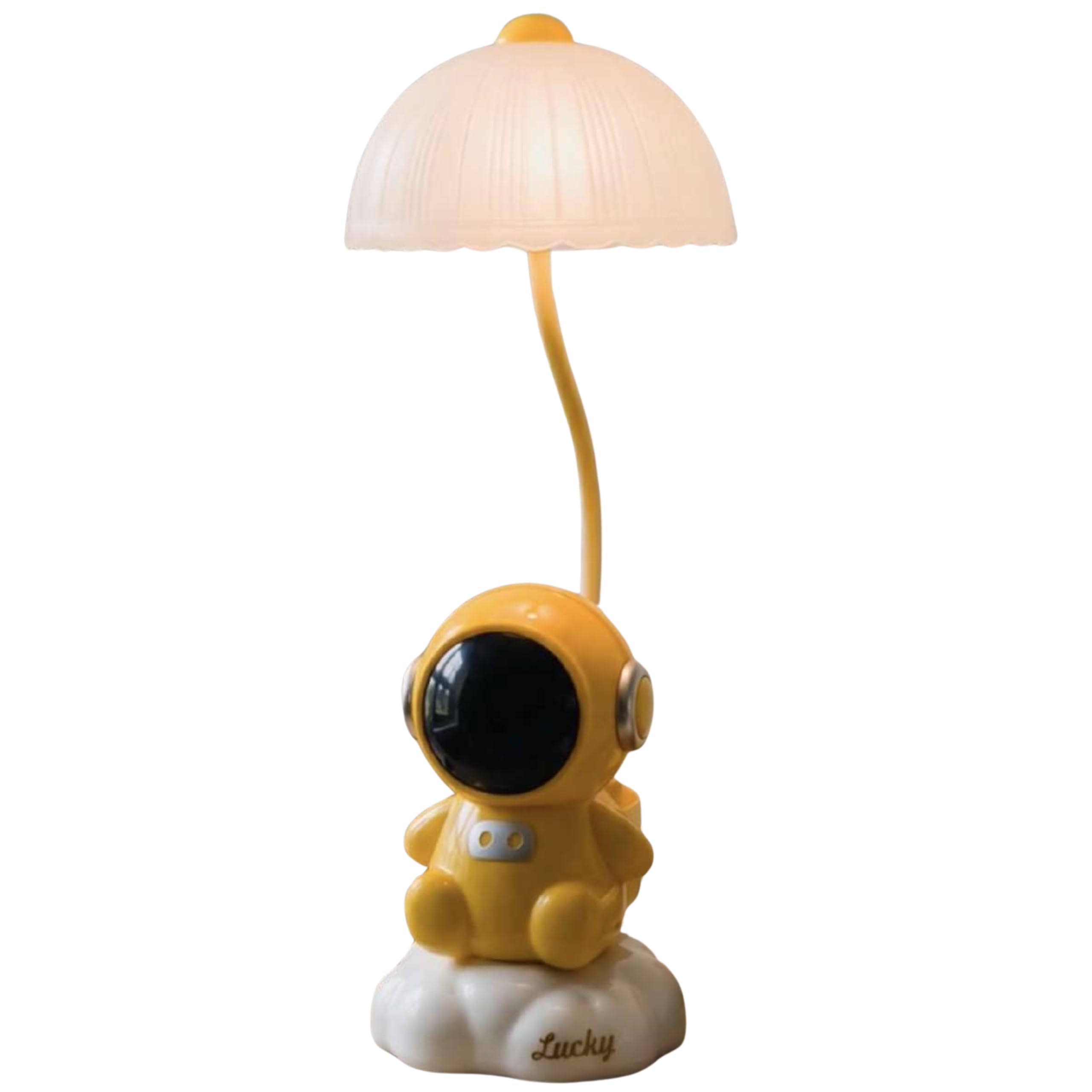 Astronaut LED Desk Lamp with Umbrella Shade, Yellow | Cute Rechargeable Night Light with Soft Eye-Caring LED | Dimmable Table Lamp for Kids Bedroom, Study Desk, Nursery, Home Decor & Gift-image-39