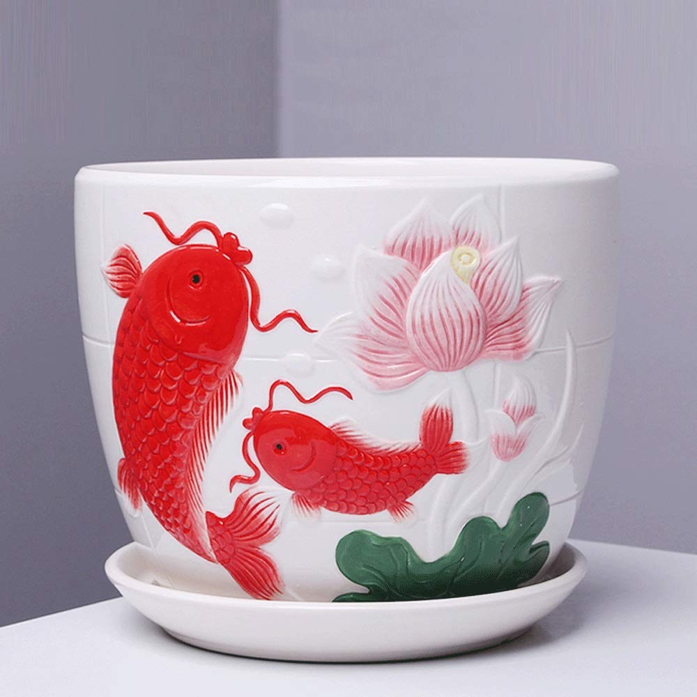 para hierbas suculentas cerámica cerámica arcilla macetas interior exterior macetas primavera porcelana maceta balcón decoración regalo jardín macetero con bandeja de goteo en recipiente decorativo