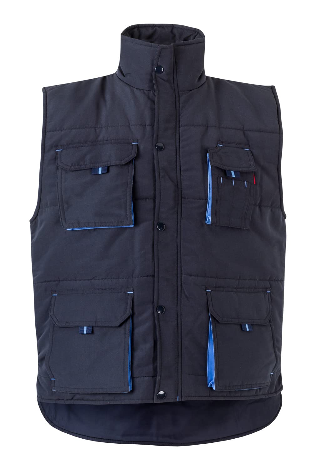 Gilet Trapuntato Bicolore Multitasche Blu Navy - Giubbotto Utility Uomo | Per Lavoro E Casual - Foto 6