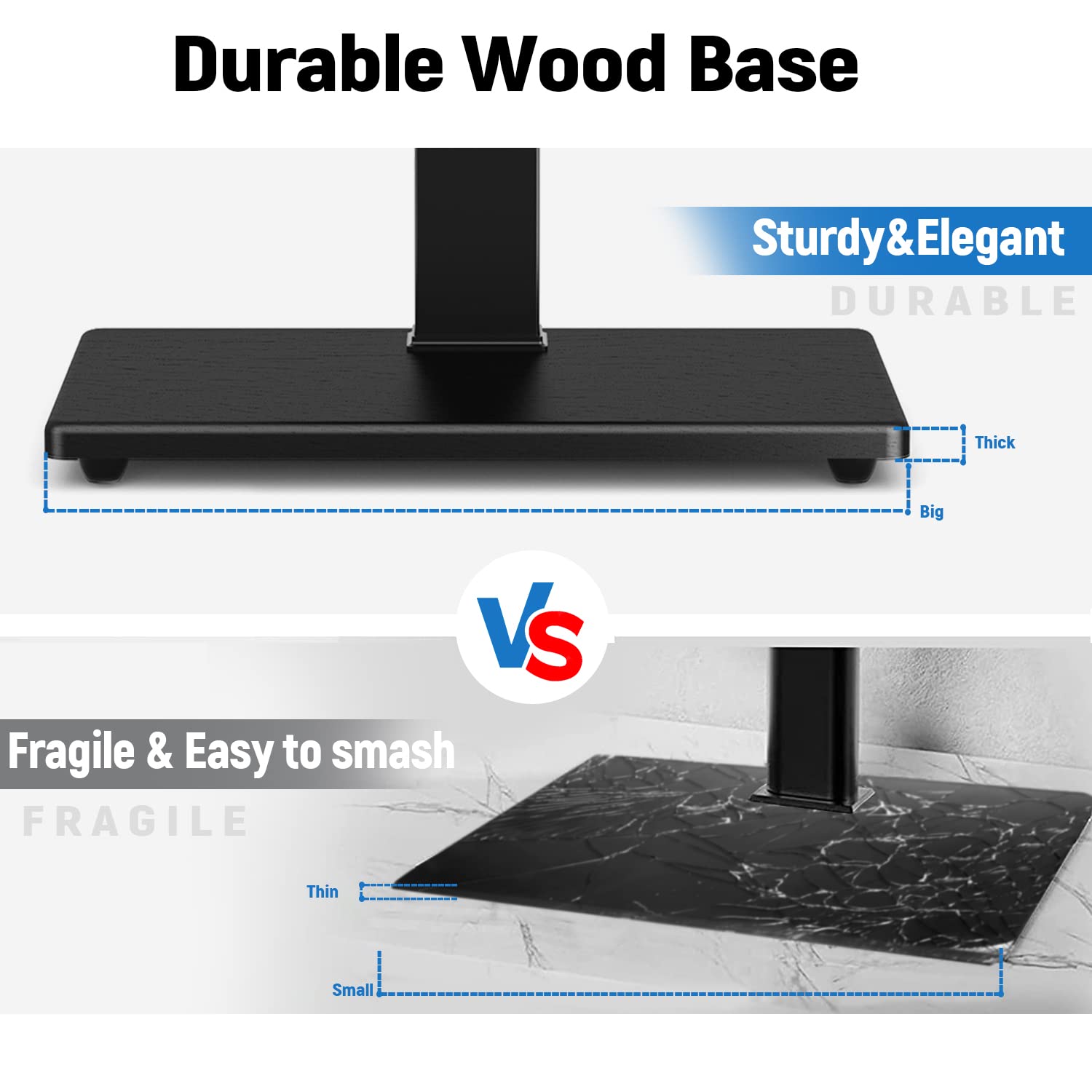 Buy YOMT TV Floor Stand with Wood Base for 3275 inch TVsUniversal