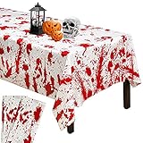 2 Pack Halloween Bloody Handprint Tablecloth, 54 x 108 inches Disposable Tablecloth, Creepy Themed...