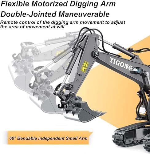 Ezweiji RC Bagger, 11 Kanal Ferngesteuertes Baufahrzeug Auto Spielzeug 1:20 Voll funktionsfähiger RC Raupenfahrzeug mit Licht, 680° Drehung und Soundeffekten(Ferngesteuerter Bagger)
