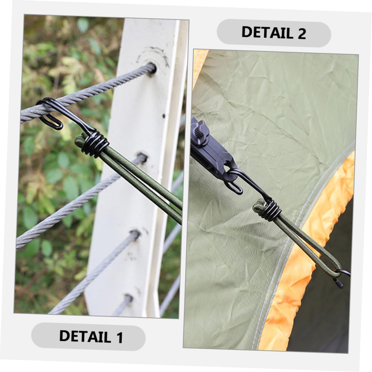 Abaodam Zeltzubehör Zeltheringe Zelt J Befestigung Camping Zeltplane Zelthaken Bungee Seile Mit Haken Kit Elastische Zeltklammern Zelte Schlafseil Outdoor Camper Gummi Oliv