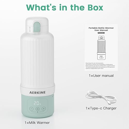Miniatura 9 de Calentador de leche portátil para viajes el calentador de botellas portátil sobre la marcha con gran capacidad de 16.9 onzas y batería de 10000 mAh