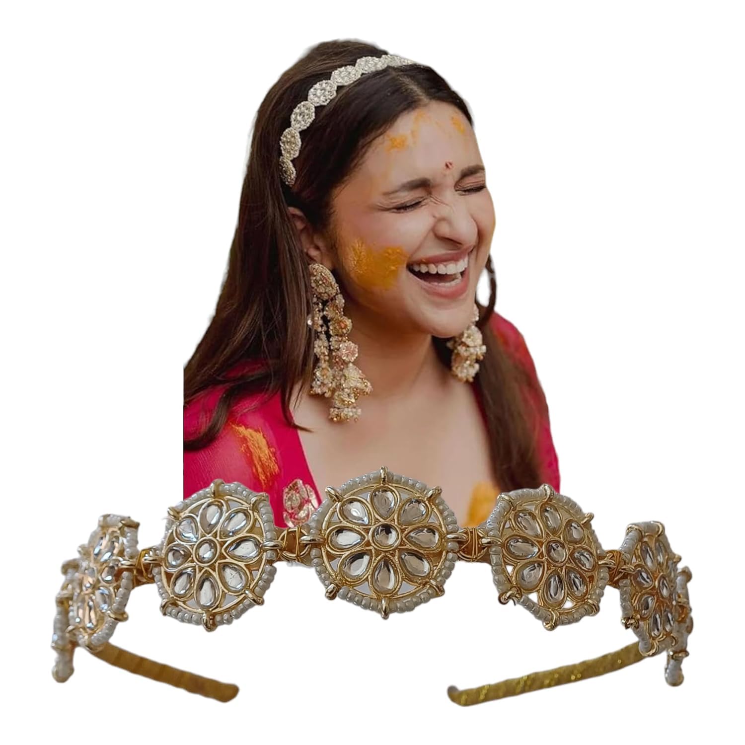 Glamyou Floral Kundan Studded Matha Patti Sheesh Patti Wedding Hairband Traditional Golden Celebrity Headband Hair accessory Jewellery for Women and Girls (B0DBZWKD1K) Amazon Price History, Amazon Price Tracker